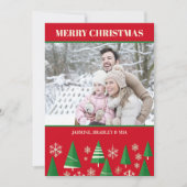 Fotocollage Vrolijke Kerstmis rode groene retro bo Feestdagenkaart (Voorkant)