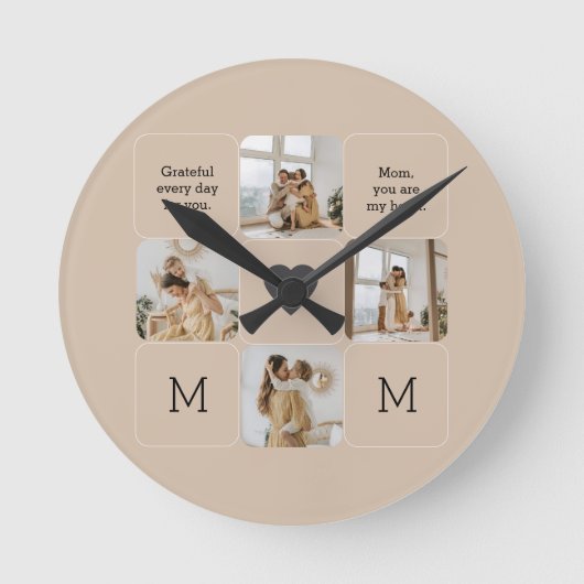 Fotocollage wandklok met aangepaste boodschap (Voorkant)