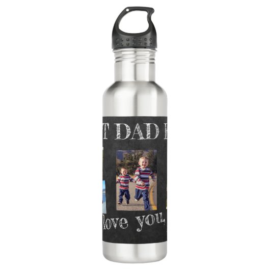 Fotocollage we houden van je vader Fathers Dag Waterfles (Voorkant)