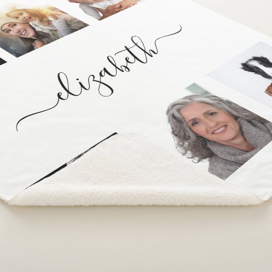 Fotocollage, wit naamscript sherpa deken (3/4)