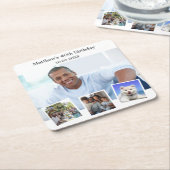 Fotocollage wit verjaardagsfeestje kartonnen onderzetters (Schuin)