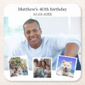 Fotocollage wit verjaardagsfeestje kartonnen onderzetters (Voorkant)