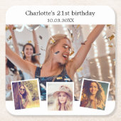 Fotocollage wit verjaardagsfeestje kartonnen onderzetters (Voorkant)