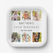 Fotocollage wit verjaardagsfeestje papieren bordje (Voorkant)