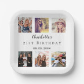 Fotocollage wit verjaardagsfeestje papieren bordje (Voorkant)