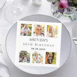 Fotocollage wit verjaardagsfeestje servet