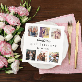 Fotocollage wit verjaardagsfeestje servet