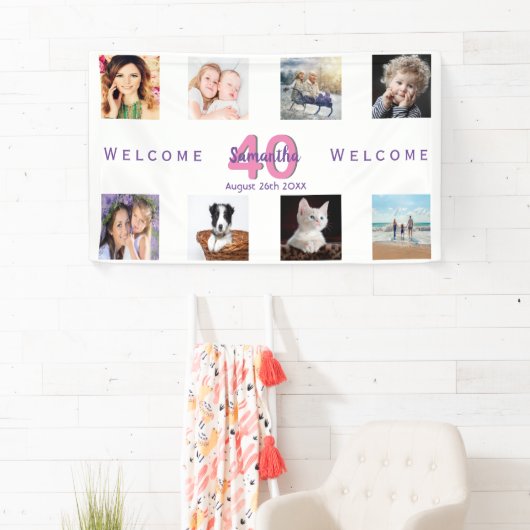 Fotocollage wit verjaardagsfeestje spandoek (Insitu)