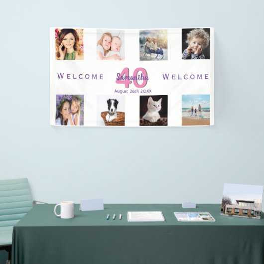 Fotocollage wit verjaardagsfeestje spandoek (Beurs)