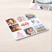 Fotocollage wit voor 40e verjaardag kartonnen onderzetters (Schuin)