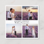 Fotocollage wit zwart QR code social media Vierkante Visitekaartje (Voorkant)