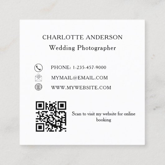 Fotocollage wit zwart QR-code Vierkante Visitekaartje (Achterkant)