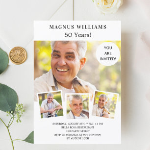 Fotocollage witte luxe verjaardag kaart