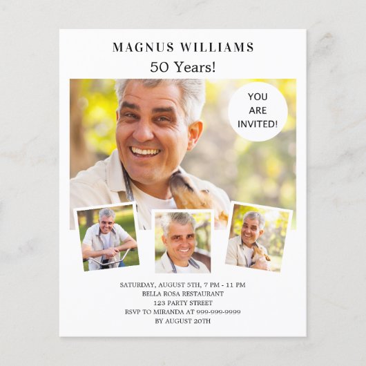 Fotocollage witte verjaardag uitnodiging (Voorkant)