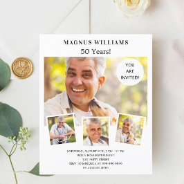 Fotocollage witte verjaardag uitnodiging