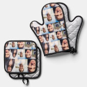 Fotocollage zet je gezicht op een ovenwant & pannenlap set (Voorkant / Achterkant)