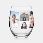 Fotocollage zet je gezicht op een wijnglas zonder voet (Achterkant)