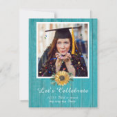 Fotocollage Zonnebloem Gele graduatie Partij Aankondiging (Achterkant)