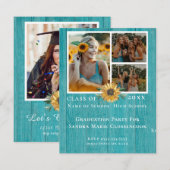 Fotocollage Zonnebloem Gele graduatie Partij Aankondiging (Voorkant / Achterkant)