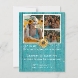 Fotocollage Zonnebloem Gele graduatie Partij Aankondiging