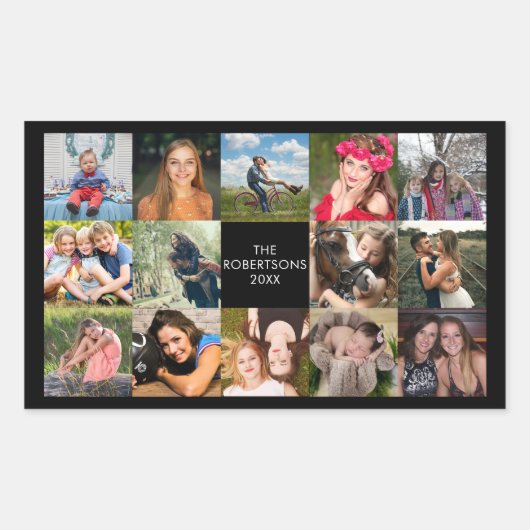 Fotocollage Zwart Custom Rechthoekige Sticker (Voorkant)