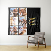 Fotocollage zwart en goud 100ste verjaardag modern wandkleed (In Situ (horizontaal))