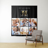 Fotocollage zwart en goud 90ste verjaardag modern wandkleed (In situ)