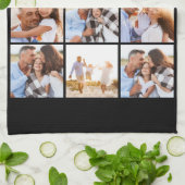 Fotocollage zwart en goud 90ste verjaardag theedoek (Gevouwen)