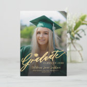 Fotocollage zwart goud klasse van 2025 afstuderen aankondiging (Staand voorkant)