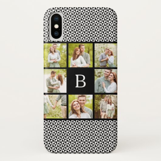 Fotocollage | Zwart & Wit Aangepast Monogram Case-Mate iPhone Case (Achterkant)