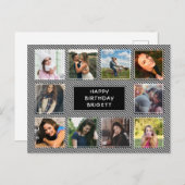 Fotocollage zwart-wit gestreepte verjaardag briefkaart (Voorkant / Achterkant)