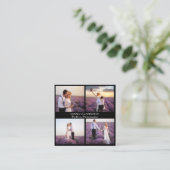 Fotocollage zwart wit QR-code Vierkante Visitekaartje (Staand voorkant)