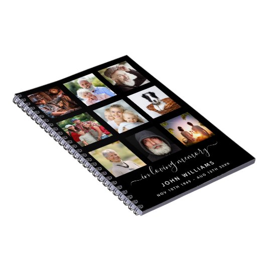Fotocollage zwarte herdenkingsbegrafenis notitieboek (Rechterzijde)