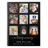 Fotocollage zwarte herdenkingsbegrafenis notitieboek (Voorkant)