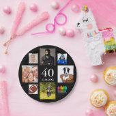 Fotocollage zwarte man man op 40e verjaardag papieren bordje (Feest)