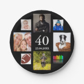 Fotocollage zwarte man man op 40e verjaardag papieren bordje (Voorkant)