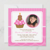 Fotocupcake uitnodiging 8th Birthday Roze (Voorkant)