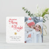 Fotodagen Be Merry Bright Gold Star Rustic Custom Feestdagenkaart (Staand voorkant)