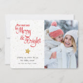 Fotodagen Be Merry Bright Gold Star Rustic Custom Feestdagenkaart (Voorkant)
