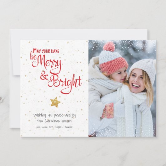 Fotodagen zijn vrolijk helder gouden ster script r feestdagenkaart (Voorkant)