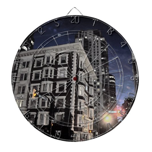 Fotodarts van stad de nacht dartbord (Voorkant)