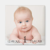 Fotodatum eerste verjaardag baby magneet (Voorkant)