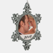 Fotodatum gepersonaliseerd tin sneeuwvlok ornament (Links)