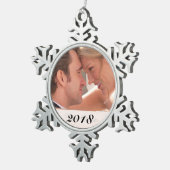 Fotodatum gepersonaliseerd tin sneeuwvlok ornament (Rechts)