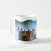 Fotodesign Spatzen-Meeting geschwungen umrandet Koffiemok (Voorkant links)