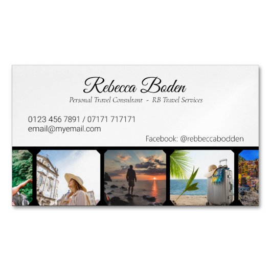 Fotodisplay ambachten, producten of reizen magnetisch visitekaartje (Voorkant)