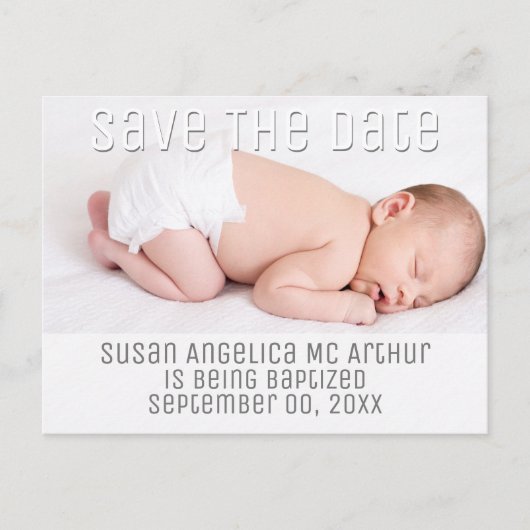 Fotodoop save the date baby minimalist aankondigingskaart (Voorkant)