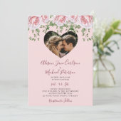 Fotoelegante rozen Valentijn hartroze bruiloft Kaart (Staand voorkant)