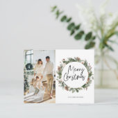Fotofamilie | Merry Christmas Pine Wreath Postca Briefkaart (Staand voorkant)