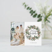Fotofamilie | Vrolijke kerst dennenkrans Briefkaart (Staand voorkant)